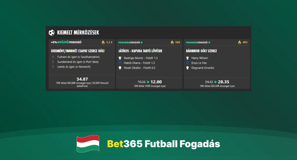 Bet365 labdarúgó fogadási piacok asztali gépen