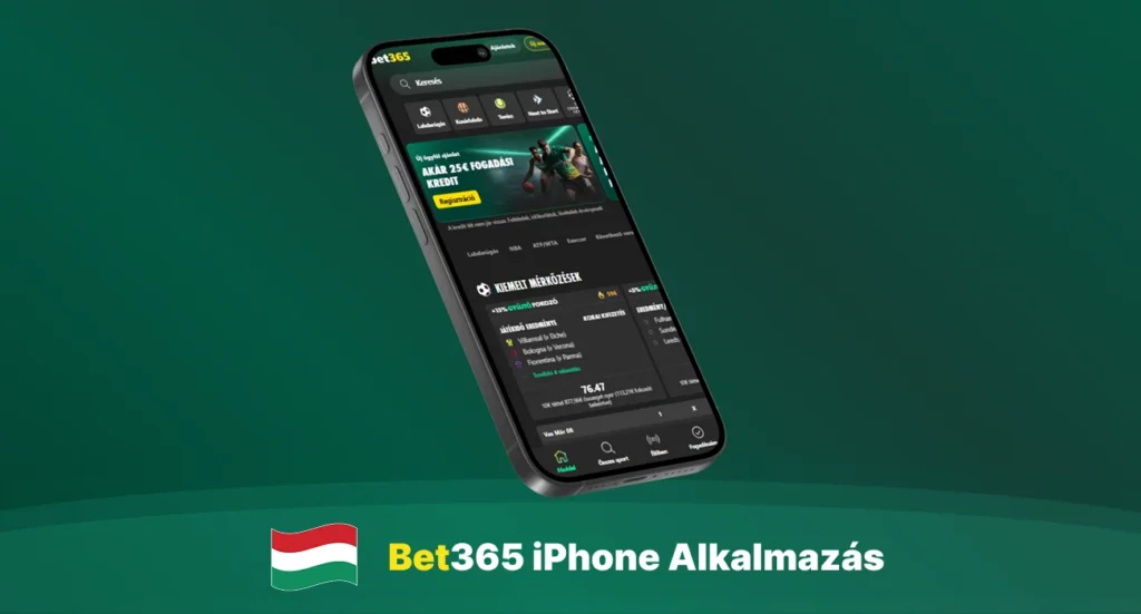 Bet365 iPhone alkalmazás képernyője