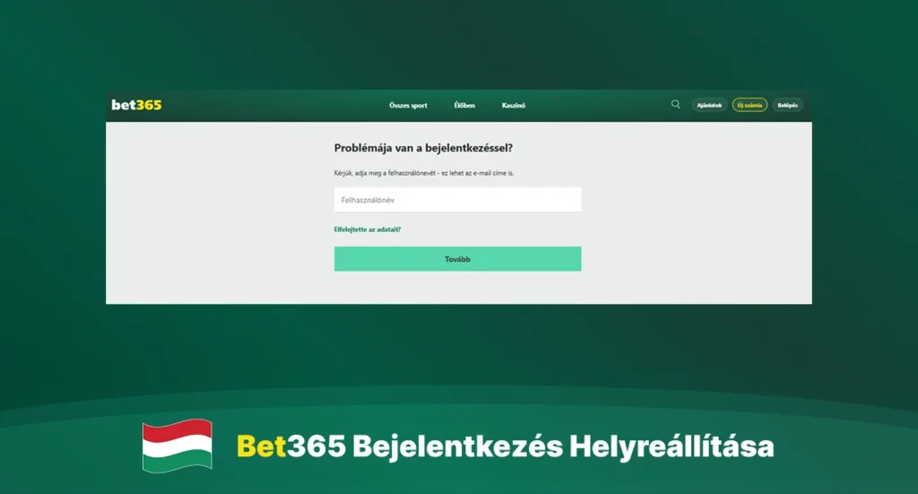 Bet365 jelszó-helyreállítási oldal