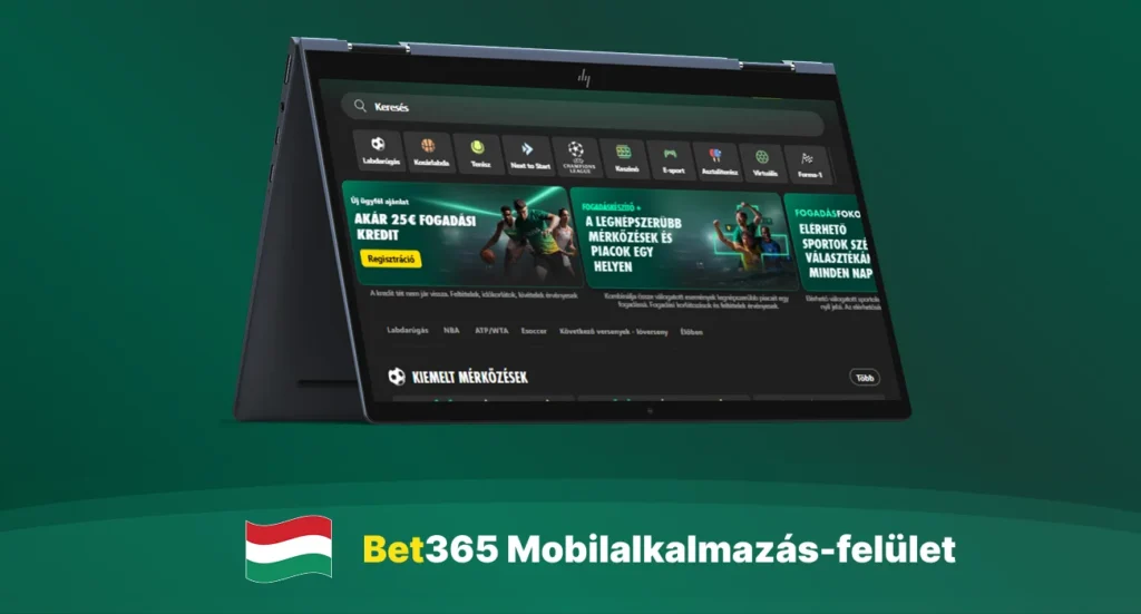 Bet365 mobilalkalmazás felülete táblagépen