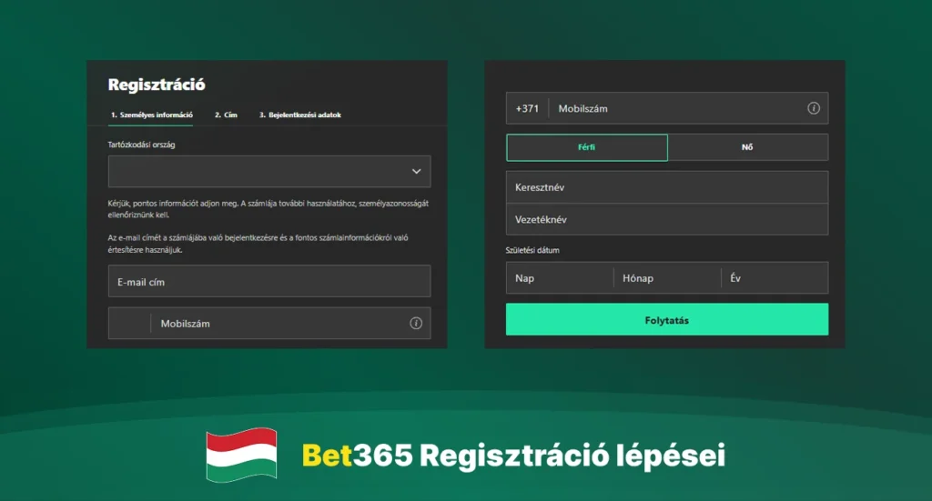Bet365 fiókregisztráció lépései